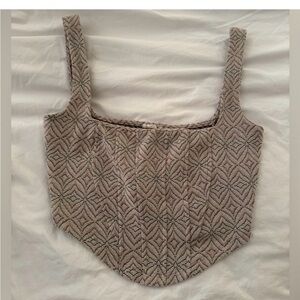 Free People Taupe Textured Square-Neck Camisole